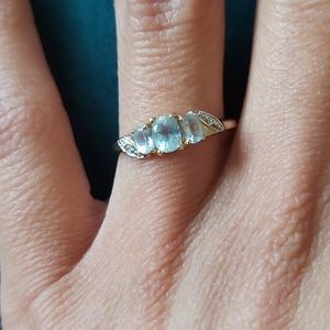 Vintage 10K Promise Ring/0.02 ct/Aquamarine Stone